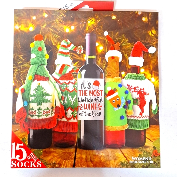 NEW! 'The Most Wonderful Wine of the Year' 15 Days of Socks Advent Calendar - Picture 1 of 8